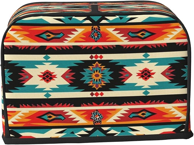 Traditional Mexican Toaster Cover 2 Slice, Cute Rural Bread Machine Cover, Washable Dust-Proof Cover for Kitchen Small Appliance Cover,with Top Handle