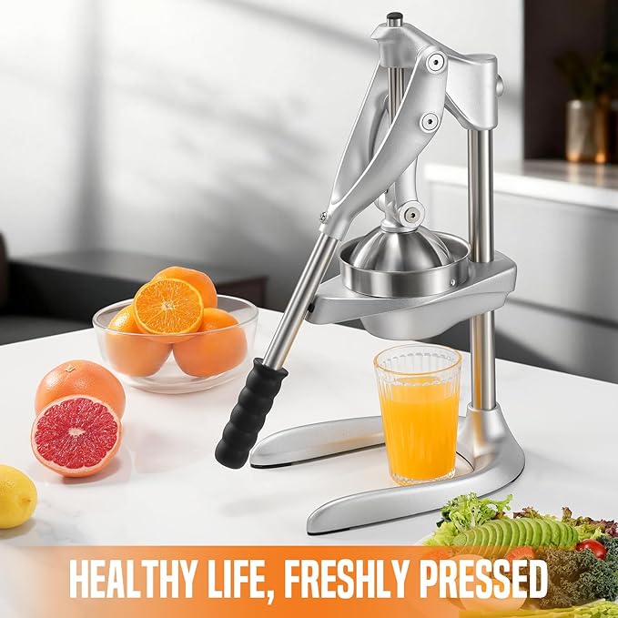 Manual Juicer, AMOHEE Stainless Steel Orange Juicer Squeezer for Citrus Lemon Pomegranate, Easy to Use & Clean Countertop Hand Press