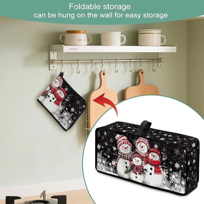 Christmas Toaster Cover 2 Slice Cute Snowman Water-Resistant Folding 2 Slice Slim Toaster Cover, Heat-Resistant Thanksgiving Protective Covers for Small Appliance