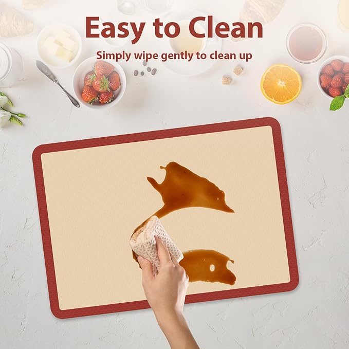 Silicone Baking Mat Set of 6, Baking Mats Silicone for Baking Sheets, Non-Stick & Reusable Silicone Mats for Baking Pastries, Macarons, Cookies, Pizza