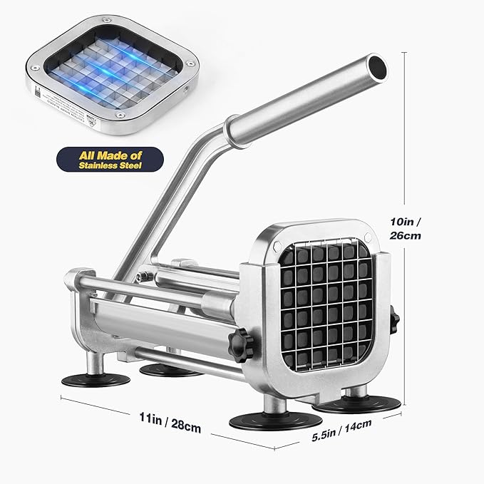 French Fry Cutter, Ruooson Professional Potato Cutter Slicer with 3/8 In Stainless Steel Blades, Great for Whole Potatoes Carrots Cucumbers.