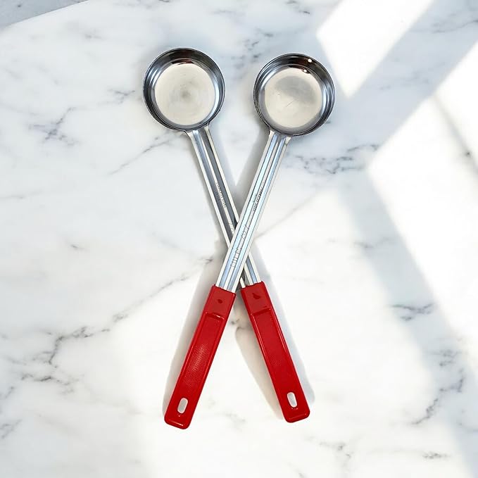 2 Ounce Solid Stainless Steel Portion Control Ladle Spoon for Measuring and Serving; Commercial Grade Serving Scoops [Pack of 2]