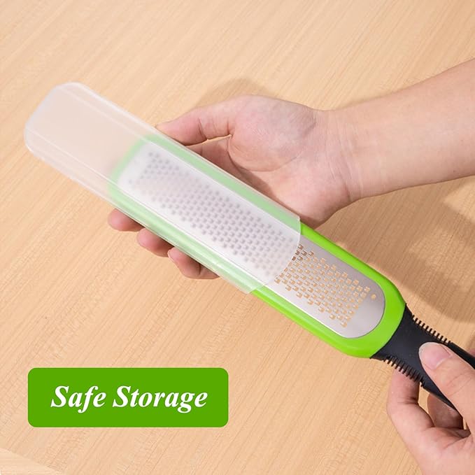 Zester Grater Set of 2, Cheese Grater for Kitchen Lemon Zester Tool Garlic Grater Ginger Grater, Kitchenaid Food Grater with Handle Handheld, Sharp Stainless Steel Blade with Protective Cover
