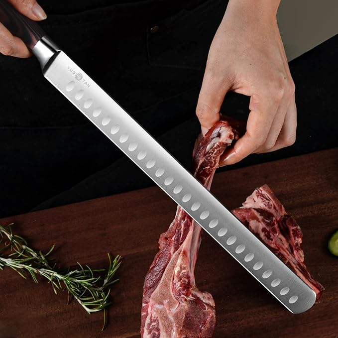 Turkey Carving Knife, 12 Inch High Carbon Stainless Steel Super Sharp BBQ Knife With Ergonomic Solid Wood Handle, Perfect For Thanksgiving And Christmas