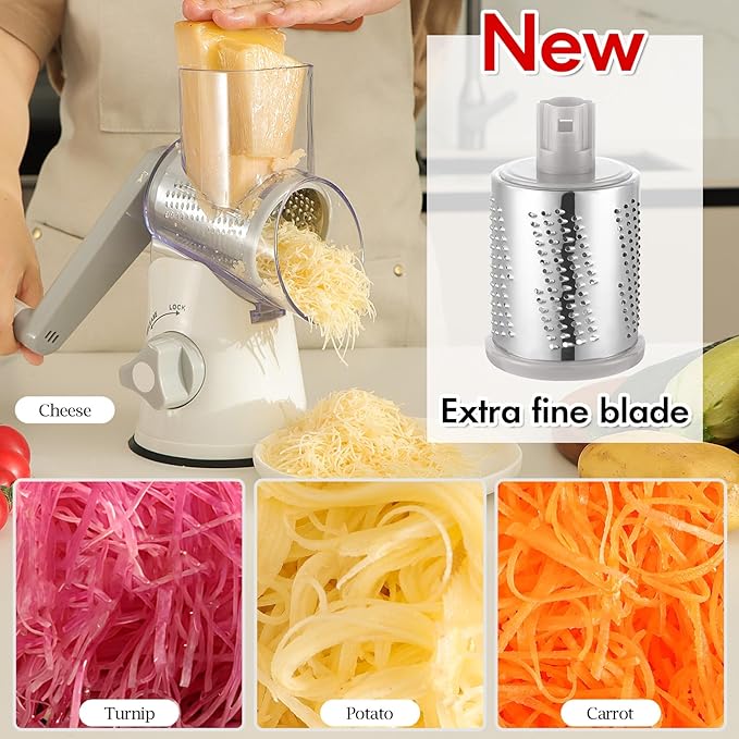 Ourokhome 10 in 1 Mandolin Slicer with Handheld Spiralizer, Multifunctional Vegetable Shredder Vegetable Chopper Onion Cutter with Container, Rotary Cheese Grater Hand Crank, Kitchen Shredder