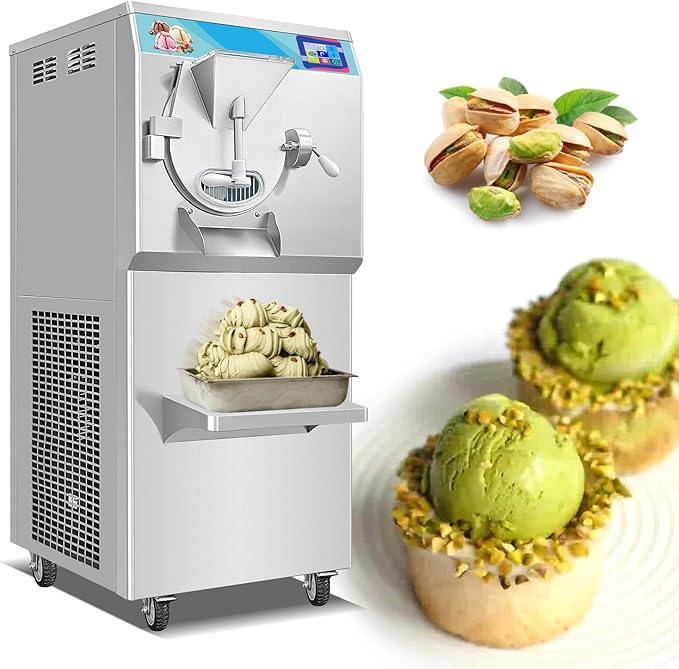 Kolice Commercial Heavy Duty Italy Gelato Hard Ice Cream Machine with Stainless Steel Strong Door, Italian Water Ice Machine, Street Food Machine- 23-27gallon/hour-ETL