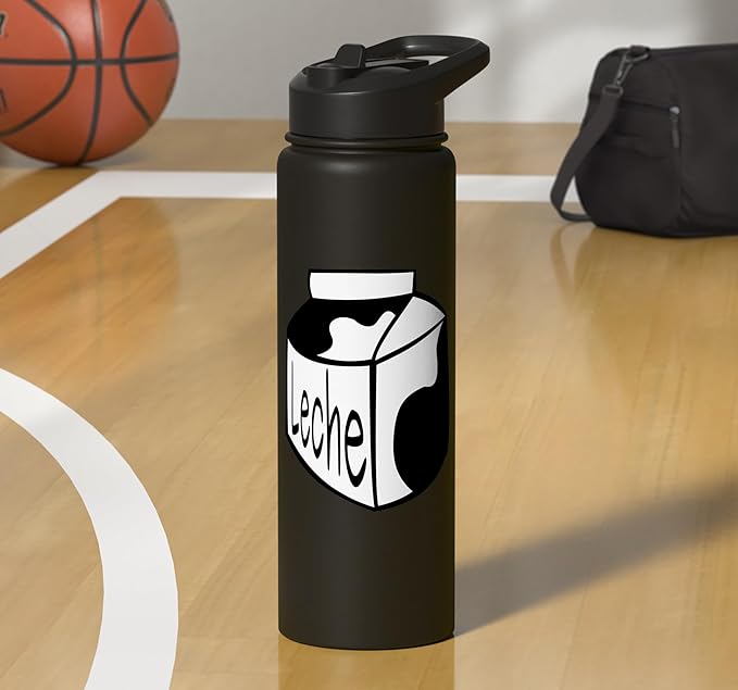 Leche Spanish Milk Carton Dairy Lover Stainless Steel Insulated Water Bottle