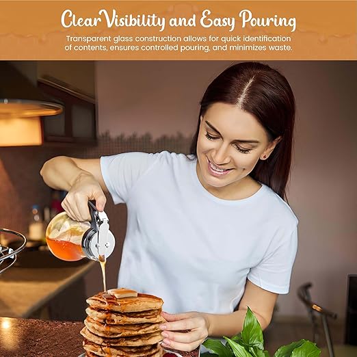 OCS Parts Syrup Dispenser with Lid and Dispensing Thumb Lever | Commercial Grade Liquid Dispensers for Home and Commercial Kitchens (1, 14 OZ)