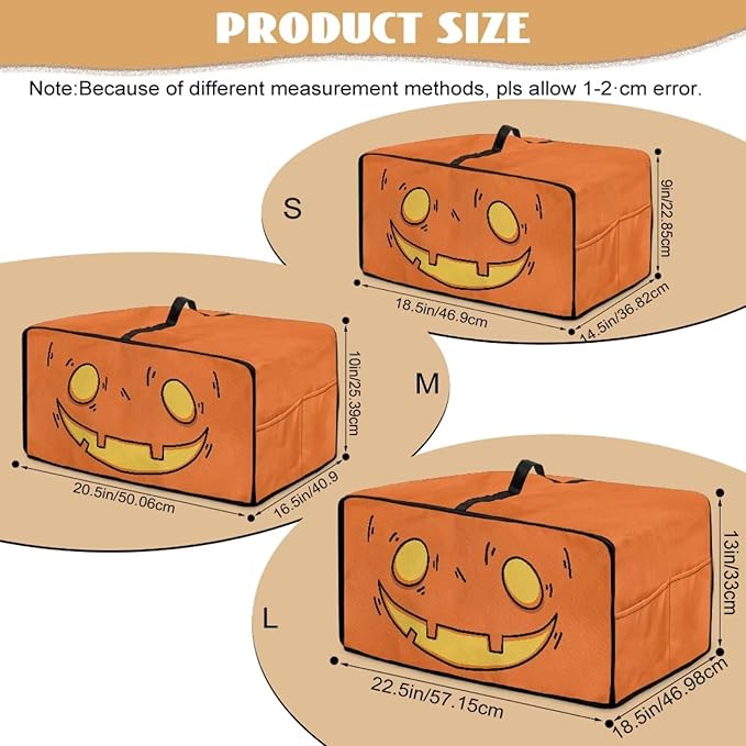 Air Fryer Toaster Oven Cover Fabric Convection Oven Cover with Pockets, Washable Small Appliance Dust Protection, M, Cartoon Pumpkin Face Pattern Halloween Decor