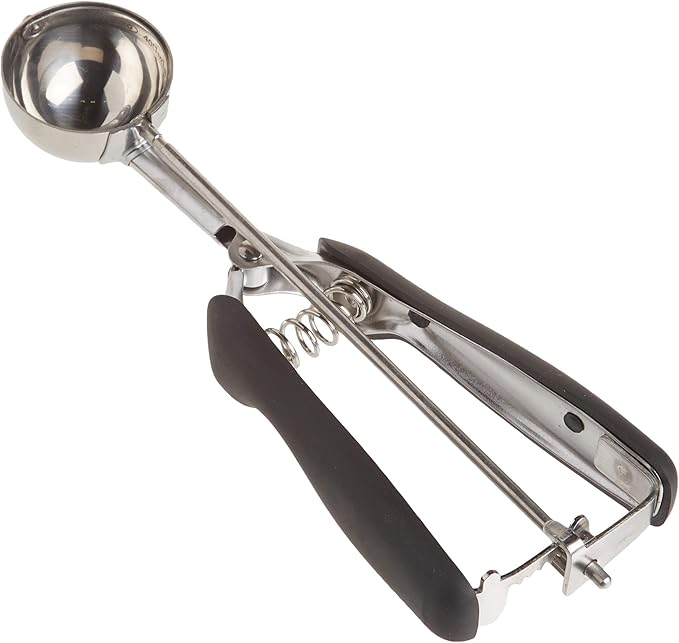 OXO Good Grips Medium Cookie Scoop,Black/Silver and OXO Good Grips Stainless Steel Scraper & Chopper,Silver/Black