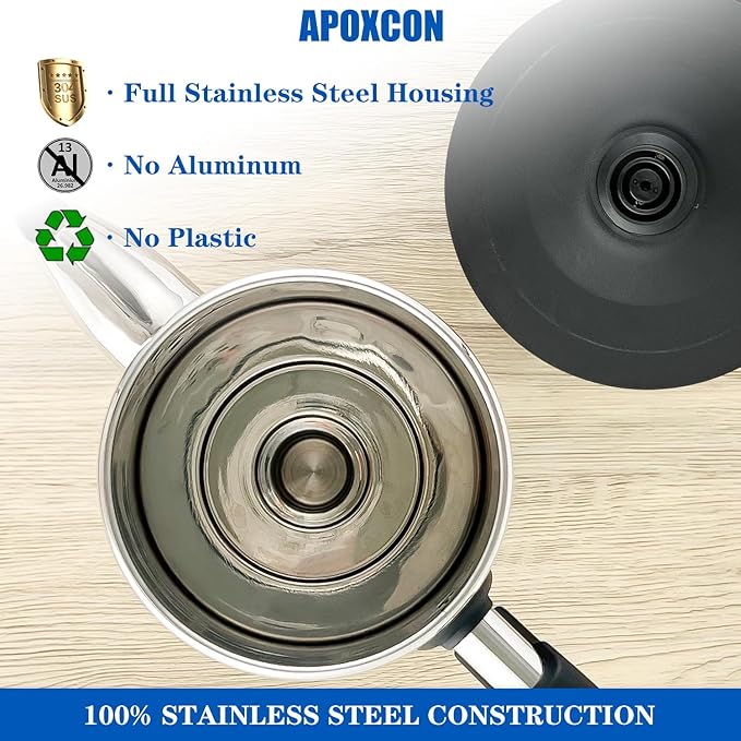 APOXCON Electric Coffee Percolator Stainless Steel Coffee Maker with Clear Brew Progress Tough Glass Knob and On/OFF Switch Classic Coffee Pot with Keep Warm & Cordless Serve No Aluminum (12 Cup)