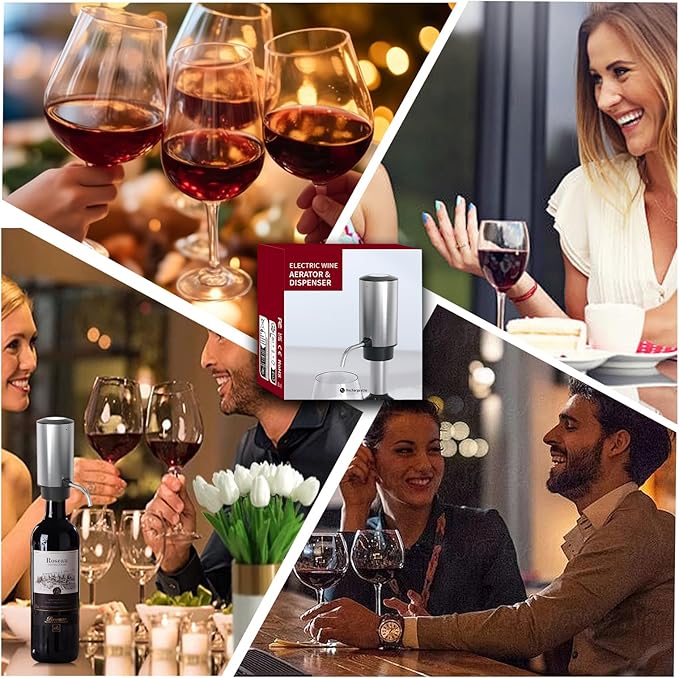 Wine Aerator Electric Wine Decanter Automatic Wine Aerator,Wine Dispenser Wine pourer with Rechargeable for Christmas, parties, weddings, dates (Black)