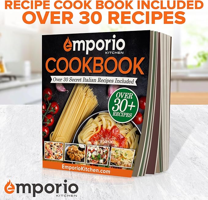 Emporio Kitchen Stackable Baking Pan Set - Deluxe Nonstick Gray Marble Coating, Carbon Steel Bakeware Sets, PFOA, PFOS, PTFE Free, Recipe Booklet Included, Oven Safe (Up to 450°F), Set of 7