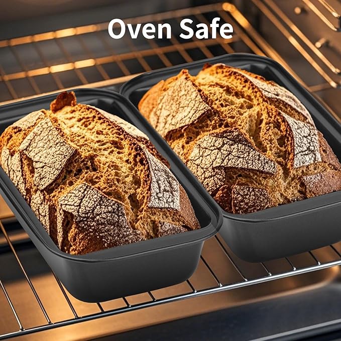 Novery 2PCS Nonstick Bread Pan - 8” x 4” Carbon Steel Loaf Baking Pans, Dishes，Rectangle Baking Supplies for Homemade Bread, Meatloaf, Cakes, Sourdough, Brownies, and Lasagnas