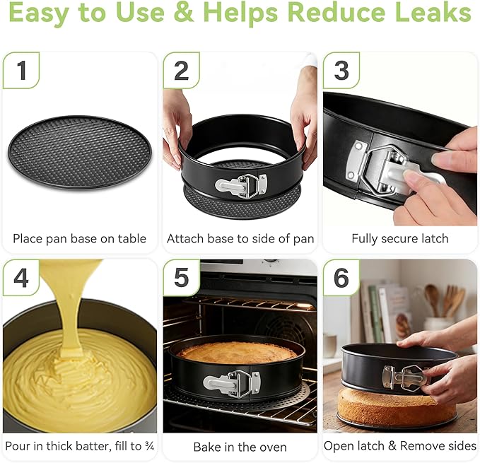 USLAI Springform Pan, 4/6/7/8/9/10 Inch Nonstick Cheesecake Pan with Removable Bottom, Easy to Clean, Ideal for Baking Cakes, Pies and Quiches - 6 Inch