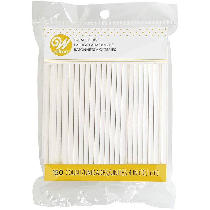 Wilton White Treat Sticks - Paper Sticks for Cake Pops, Lollipops & More - Baking Essentials - Candy Crafting Tools - 4-Inch - 150 Count