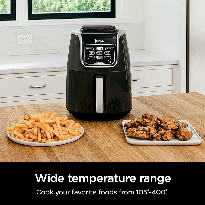 Ninja | XL Single Basket Air Fryer | 5.5 QT Capacity fits 3lbs of Wings | 5-in-1Air Fry, Roast, Bake,Reheat & Dehydrate |Dishwasher Safe Parts & Recipe Guide | Grey |AF150AMZ