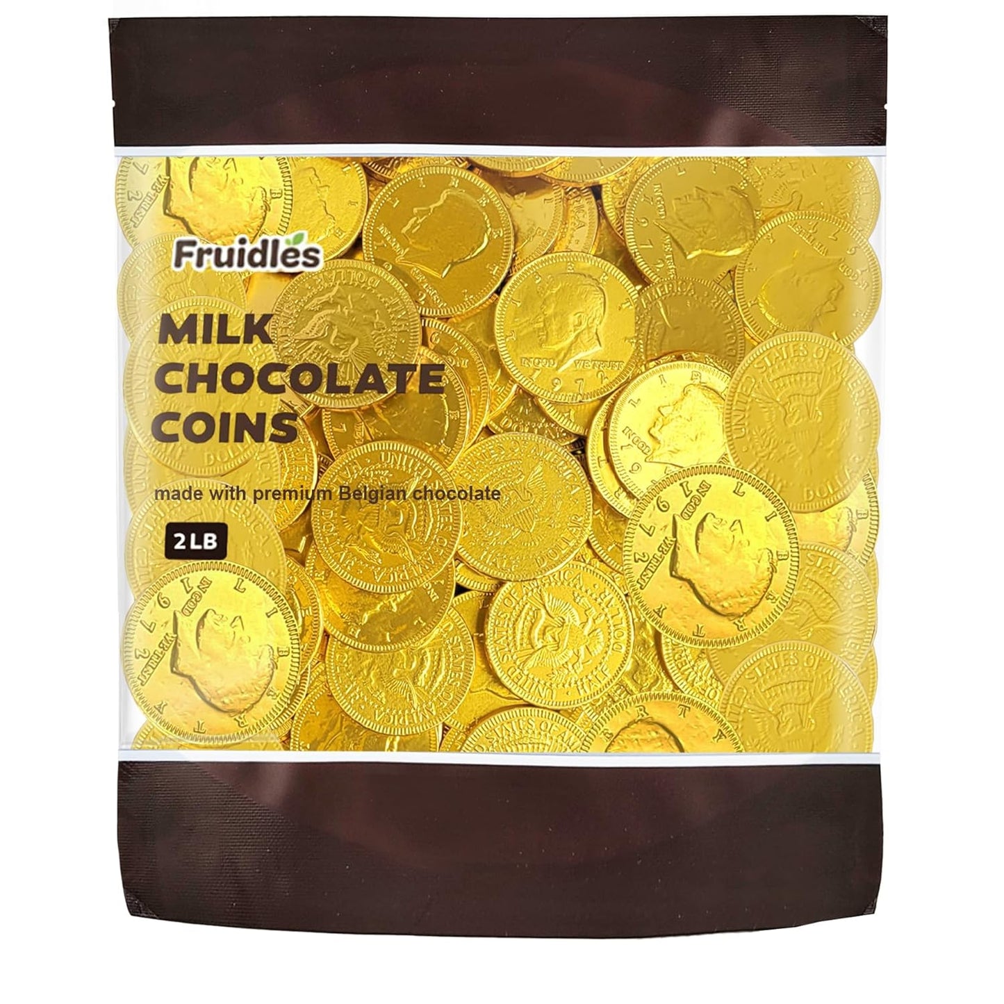 Milk Chocolate Coins, Gold Half-Dollar Chocolate Coins, Made with Premium Belgian
