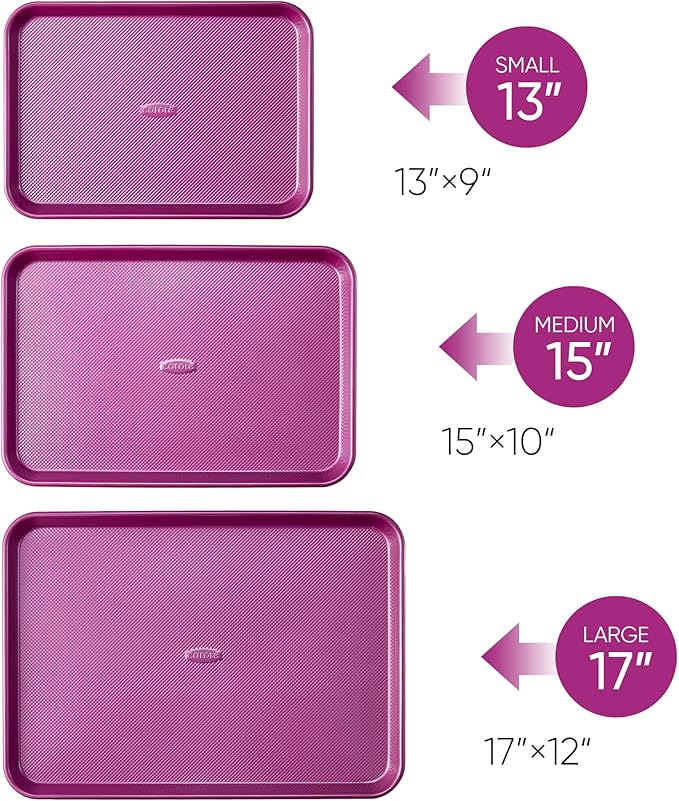 CAROTE 3-Piece Baking Pan Set - Bakeware Set, Baking Sheet Set Including 13 Inch 15 Inch 17 Inch Sheet Pan, Cookie Sheet for Baking, Royal Violet