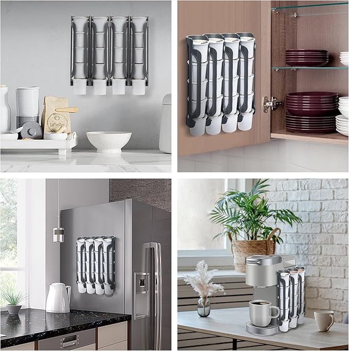 K Cup Holder for Keurig: Coffee Pod Holders for Counter Small Space - Kcup holders for Wall Mount (2, Gray)