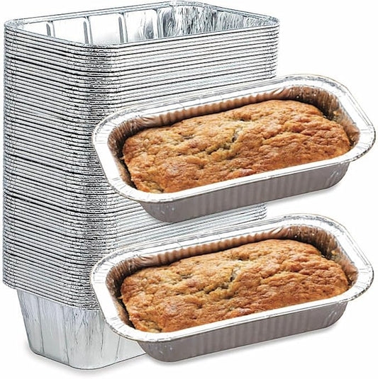(65 Pack) 2Lb Foil Bread Pans for Baking, Disposable Bread Pans - Perfect for Baking Banana Bread, Cakes & Meatloaf - 2 Pound Aluminum Pans for Food Serving - 8.5" X 4.5" X 2.5"