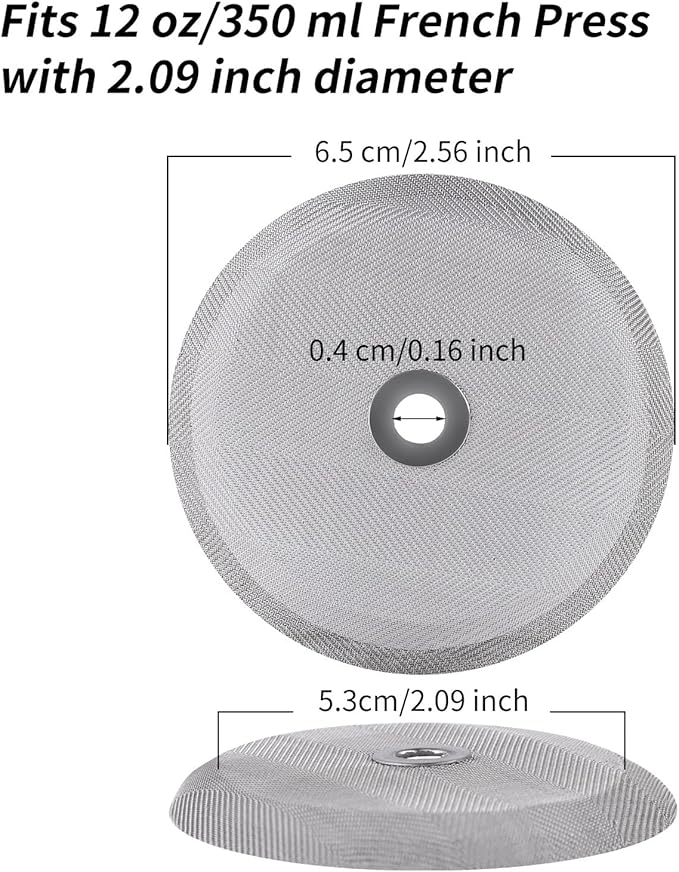 Sivaphe 12 oz French Press Replacement Filter, 1-2 Cup Coffee Maker Stainless Steel Filter, 6 Pieces Mesh Screen for 350ml Small French Coffee Press
