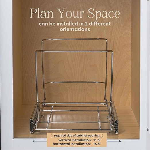 HOLDN’ STORAGE Pull Out Trash Can Under Cabinet, 7 Gallons Trash Can Included - Heavy Duty, Lifetime Limited Warranty - Install Length or Widthwise - 11.5" W Cabinet Opening Required - Chrome Finish