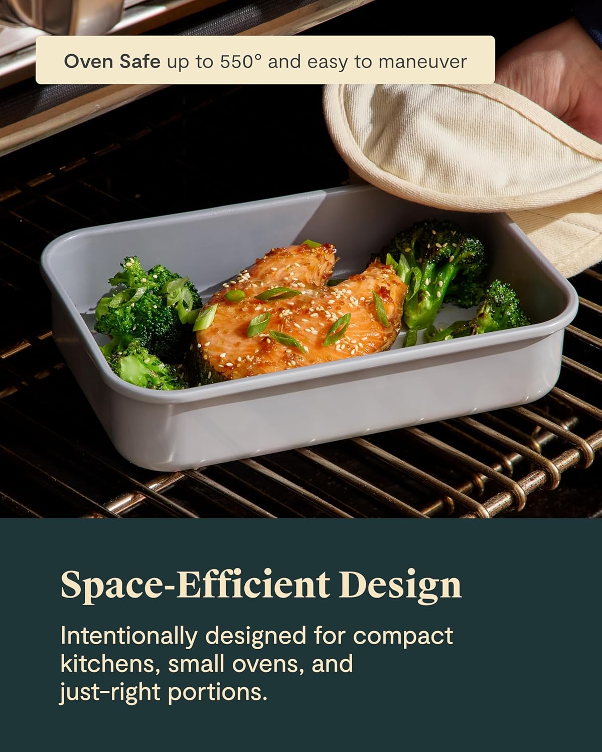 Caraway Nonstick 9” x 6.5” Small Rectangle Baking Pan Duo – Non-Toxic, PTFE & PFOA Free – Aluminized Steel Core – Deep Ceramic Baking Pan for Casseroles, Lasagna & More - Navy