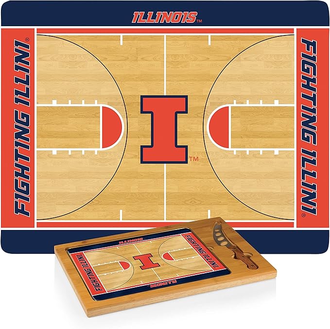 PICNIC TIME NCAA Icon Glass Top Cutting Board & Knife Set, Cheese Boards Charcuterie Boards, Serving Platter, (Parawood & Bamboo)