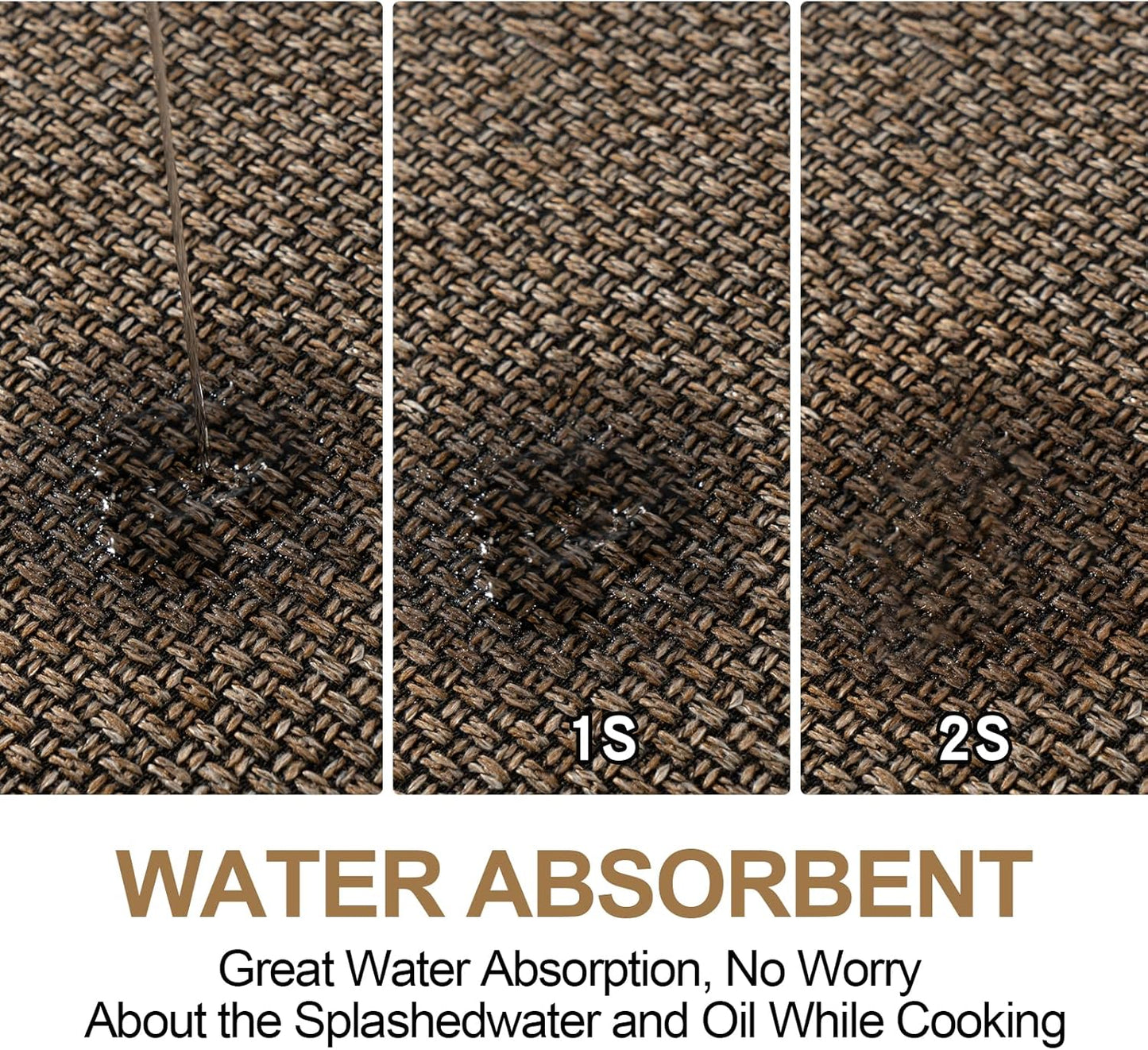 Kitchen Mat Set of 2 PCS, Cushioned Non Slip Rugs for Kitchen Floor, Absorbent Runner Comfort Standing Mats Washable for Kitchen, Office, Home (Brown, 17.3"x30"+17.3"x60")
