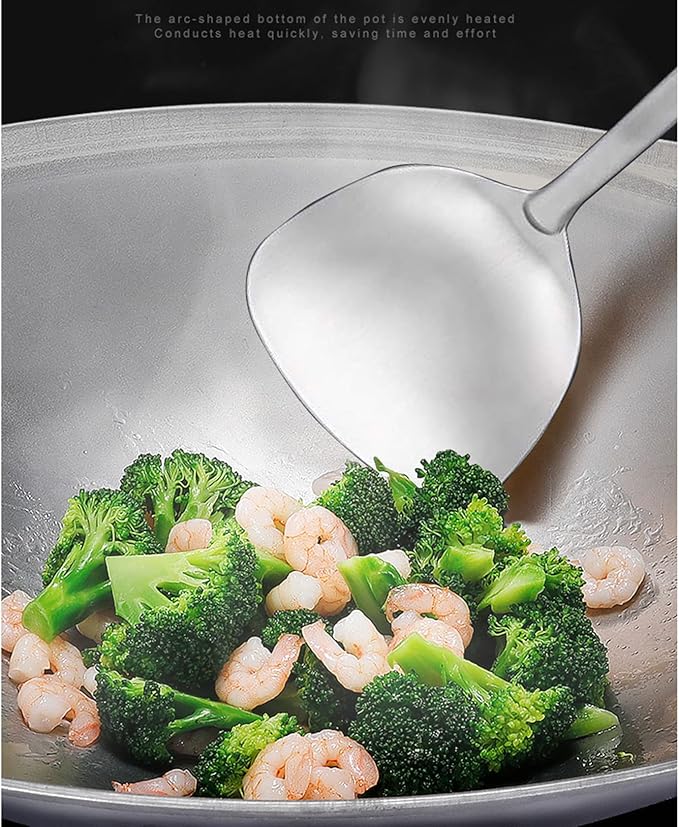 Large Iron Wok, Commercial Large Iron Wok Pan, Double Ear Wok, Not Easy to Rust,45x45x15cm
