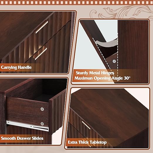 WLIVE 10 Gallon Trash Can Cabinet, Tilt Out Garbage Can Cabinet with Storage Drawers,Food/Clothes Storage Pet Proof Wooden Trash bin, Hidden Laundry Hamper for Kitchen, Home, Laundry (Brown)