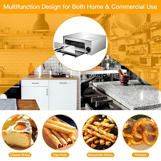 Costway Electric Oven, Stainless Steel Baker with Auto Shut-Off, Handle, Removable Tray, Countertop Pizza Maker for Kitchen & Commercial Use