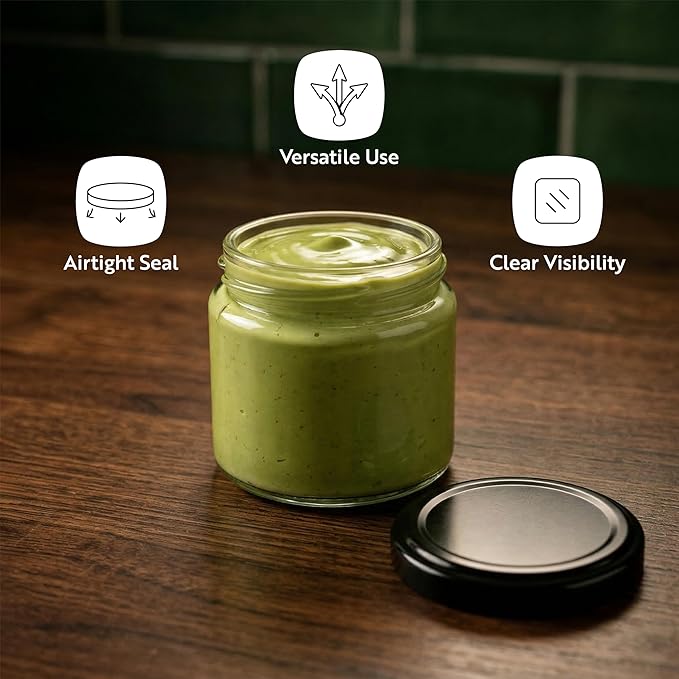 Restaurantware 10 Pack Of Glass Jars, 6 Oz Durable Glass Jars With Lids, Small Mason Jar For Food Reusable Hot And Cold Friendly, For Restaurants And Kitchens, Clear Storage Jar