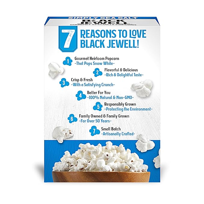 Black Jewell Gourmet White Microwave Popcorn, Simply Sea Salt, 10.5 Ounces (Pack of 6)