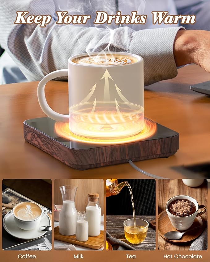 Coffee Mug Warmer for Desk with Auto Shut Off, Coffee Warmer for Desk Office with 3 Adjustable Temp. &12 Hours Timer (Valentines Day Gifts)