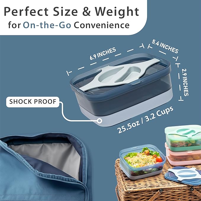 Adult Lunch Box 25.5oz 3 Cups Leakproof Salad and Meal Prep Container Twistlock Lid Reusable BPA-Free Microwave and Dishwasher Safe for Work Lunch (Green)