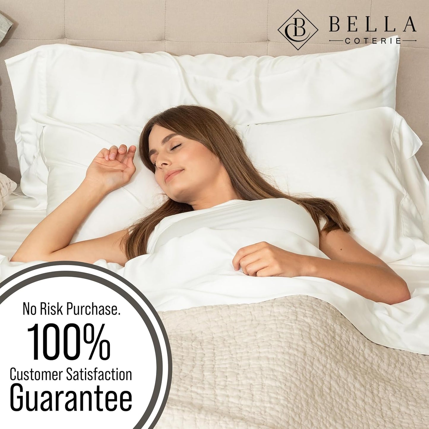 Bella Coterie Luxury Bamboo Viscose Full Size Sheet Set | 100% Organically Grown | Ultra Soft | Cooling for Hot Sleepers | 18" Deep Pocket [White]