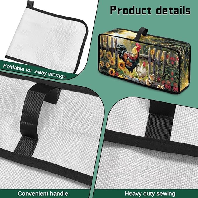 Toaster Cover Cute Farm Chicken Toaster Cover 2 Slice Long Slot Beige Slim Dustproof & Water-Resistant Dust Covers for Toasters 2 Slice Long Slot, Decor Kitchen Appliance Covers