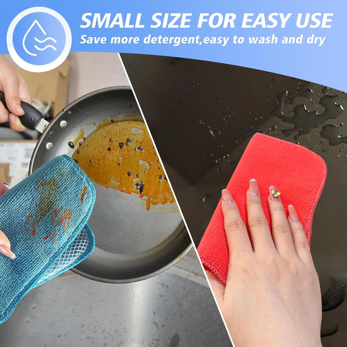 KinHwa Kitchen Washcloths for Dishes Absorbent Microfiber Dish Cloths Quick Dry Dish Rags with Poly Scour Scrub Side Ideal for Kitchen Cleaning (Mixing Colors #1, 7inchx7inch 9 Pack)