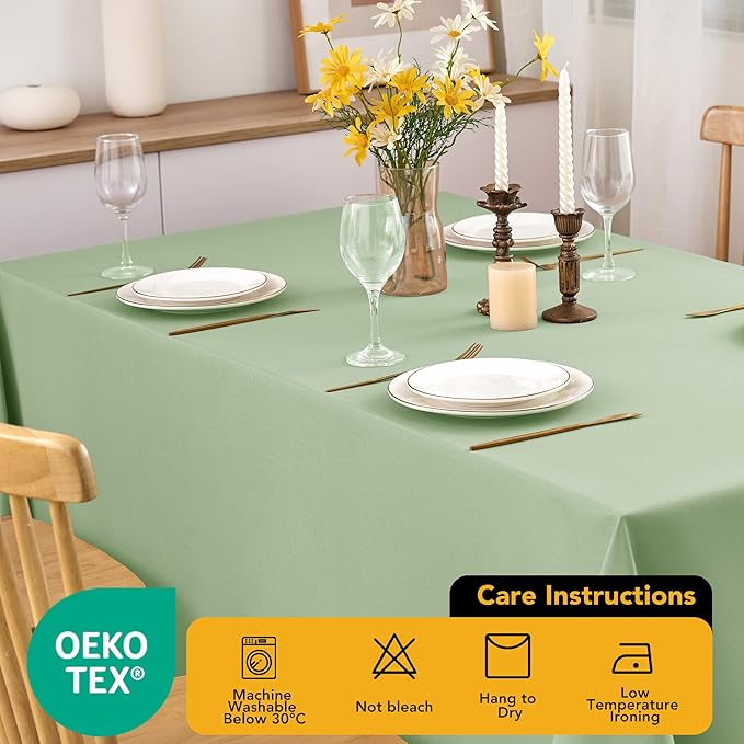 10-Pack Sage Green Tablecloths for Rectangle Tables, 70 x 108 Inches, Stain-Resistant Polyester Fabric for 6 Foot Tables - Washable Table Covers for Weddings, Birthday Parties, Events