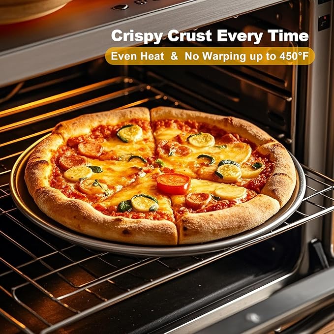 12 Inch Pizza Pan Set of 2, Pizza Pan for Oven Pizza Steel Pie Plate, Nonstick Stainless Steel Baking Pan for Cookie Serving Tray Round Pizza Pans