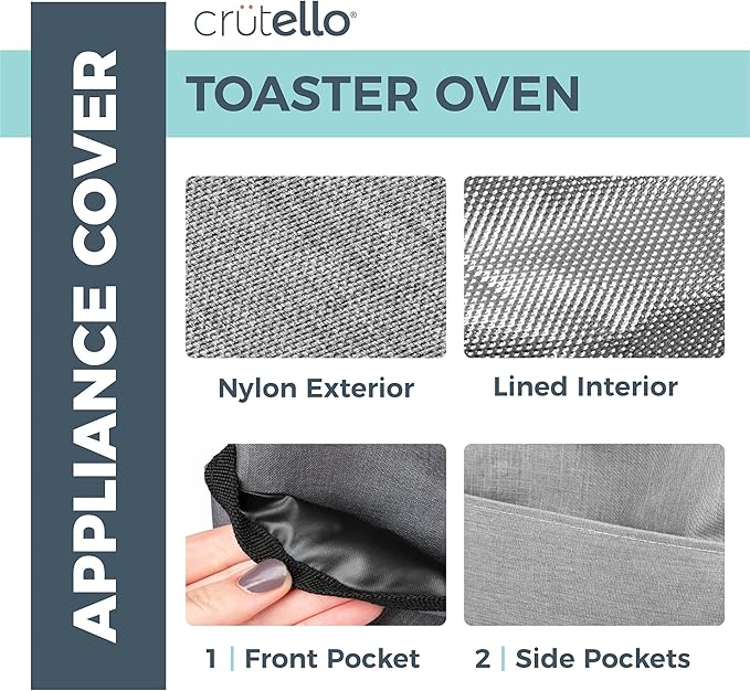 Crutello 4 Slice Toaster Oven Cover with Storage Pockets Dust Covers for Kitchen Appliances