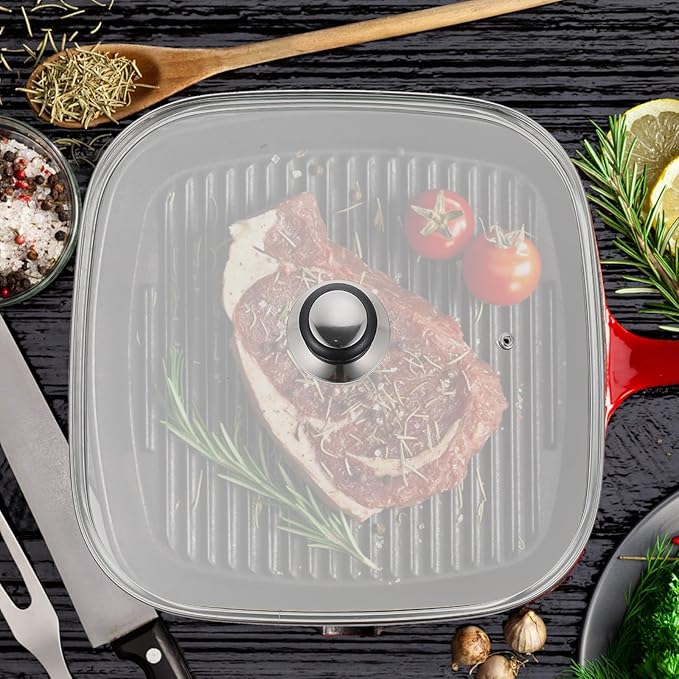 UPKOCH 12.2 Inch Tempered Glass Kitchen Pot Lid with Handle and Steam Vent Practical Replacement Cover for Electric Hot Pot Skillet Cast Iron Pan Cookware for Home and Restaurant