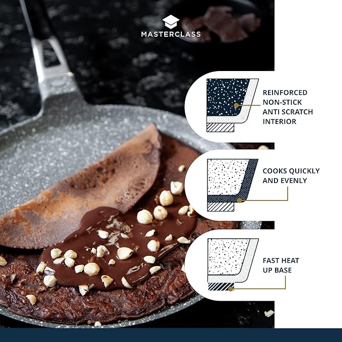 MasterClass MCMCP28 Cast Aluminium Induction-Safe Non-Stick Crêpe Pan, 28 cm (11"), Grey