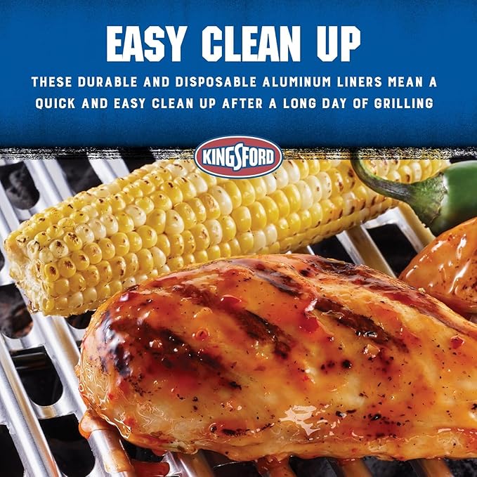 Kingsford Heavy Duty Aluminum Grilling Foil Liners, Disposable Grill Grate Covers for Grilling, Cooking, and Steaming, Helps Keep Grill Grates Clean, 14.75 x 9 in, 4 Count - 12 Pack
