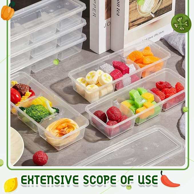 Hushee 25 Pack 17 oz Small Meal Prep Containers with 3 Compartments Snack Containers with Lid Disposable Plastic Bento Box Travel Lunch Food Boxes Stackable for Office Picnic (Clear)