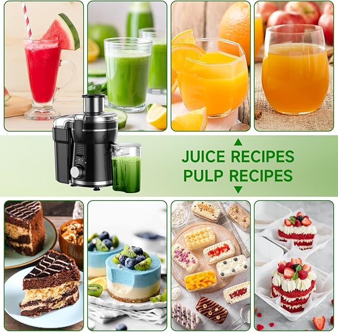 Juicer Machine, 500W Centrifugal Juicer Extractor with 3 Speed & Wide Mouth 3” Feed Chute for Fruit Vegetable, High Yield Juicer Included Cleaning Brush for Easy to Clean