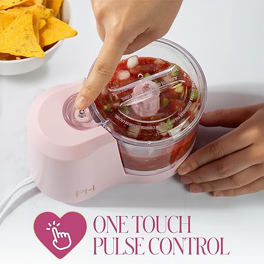 Paris Hilton 1.5-Cup Food Chopper, Stainless Steel Blade With One-Touch Pulse Control, Compact Mini Electric Chopper For Vegetables, Herbs, Nuts & Dressings, Pink