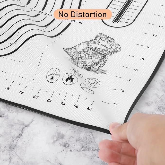 Silicone Pastry Mat - Non-Slip with Measurement Baking Mat for Fondant/Rolling Dough/Pie Crust/Pizza and Cookies - Oven Liner/Counter Mat/Kneading Mat,24" x 32", Black